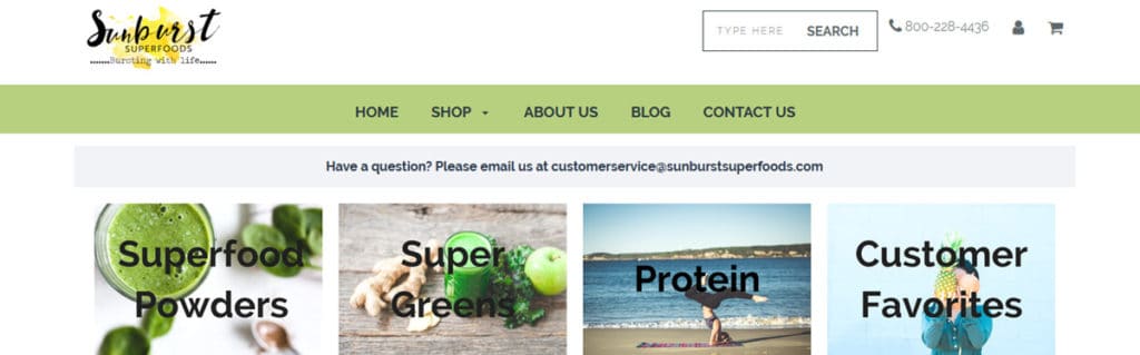 Sunburst Superfoods Homepage