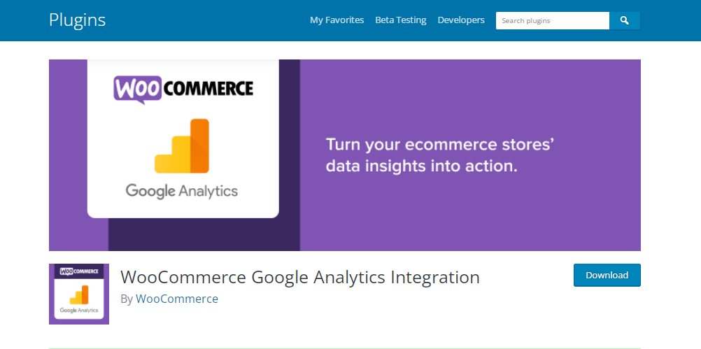 The Google Analytics plugin showcased on the WordPress website