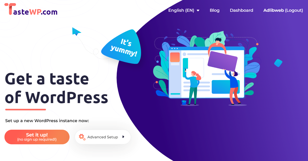 Try any plugin on free WordPress test sites by TasteWP